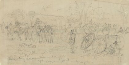 Distributing ammunition under fire. 5th corps front May 6