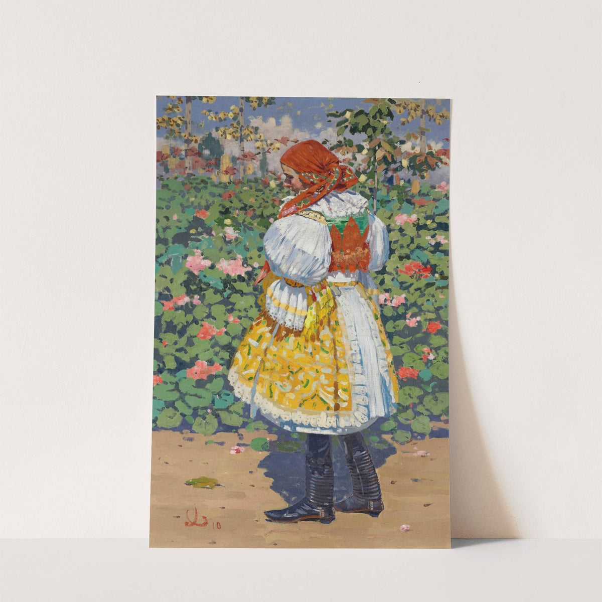 Dívka v kroji v zahrade (Girl in Traditional Dress in a Garden) by Joža Úprka
