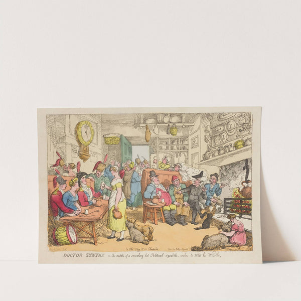 Doctor Syntax, in the middle of a smoaking hot political squabble, wishes to whet his whistle (1812) by Thomas Rowlandson