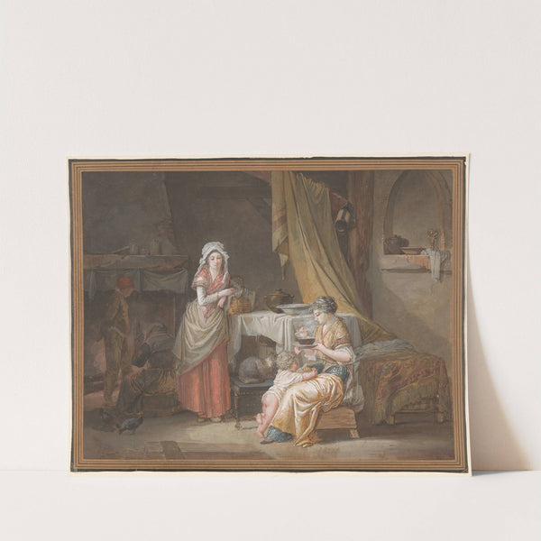 Domestic Interior with a Young Woman and a Wet Nurse Feeding a Child by Jean-Baptiste Mallet