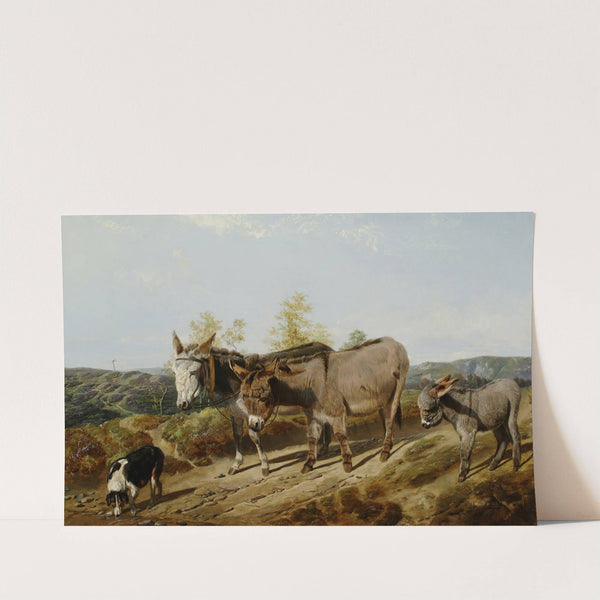 Donkeys On A Moorland Track by Friedrich Wilhelm Keyl