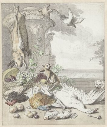 Dood wild, een aap, een hond en enige vogels