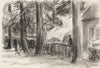 Dorfstraße mit alten Bäumen (1890)