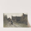Dorpsgezicht met vrouw met kruiwagen (1864 - 1936) by Jan van Essen
