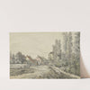 Dorpsweg met huizen by Henry Edridge
