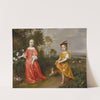 Double portrait of two children in a landscape, a dog at their side by Jan Mijtens
