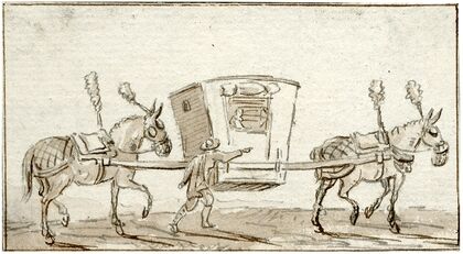 Draagstoel tussen twee paarden