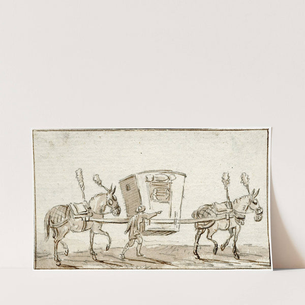 Draagstoel tussen twee paarden by Otto Howen
