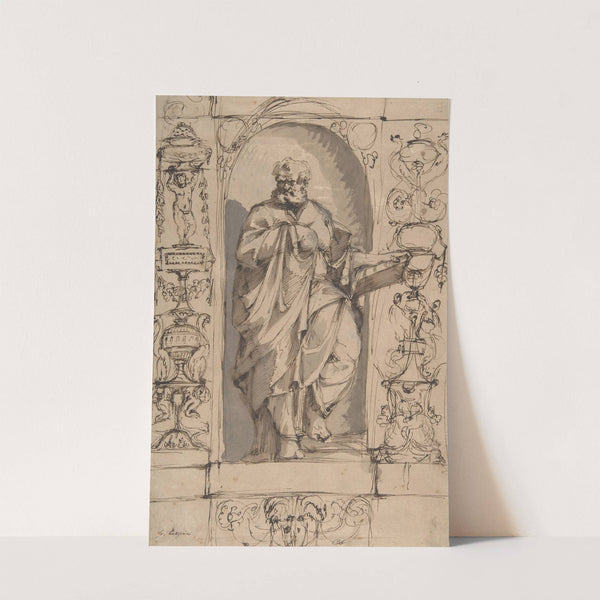 Draped Male Figure Standing in a Niche by Gregorio Lazzarini