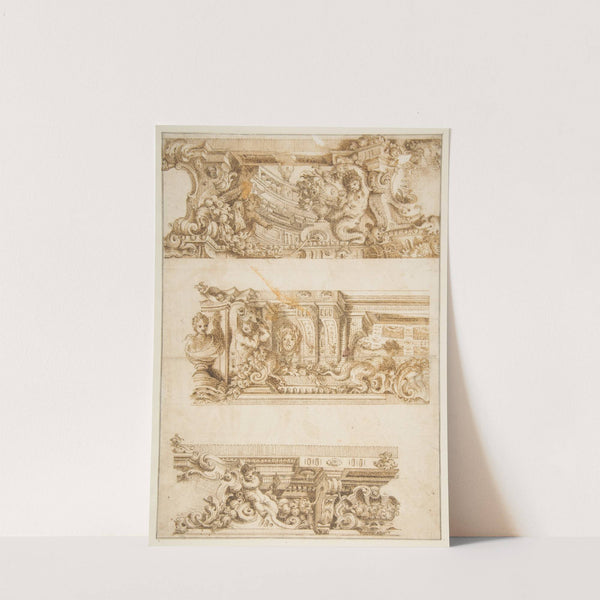 Drawing for Engraving in Raccolta di Vari Schizzi, Venice, 1747, After Angelo Rosis. by Antonio Maria Visentini