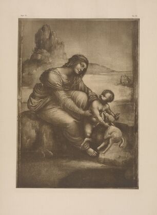 Drawing of blessed virgin and child with lamb
