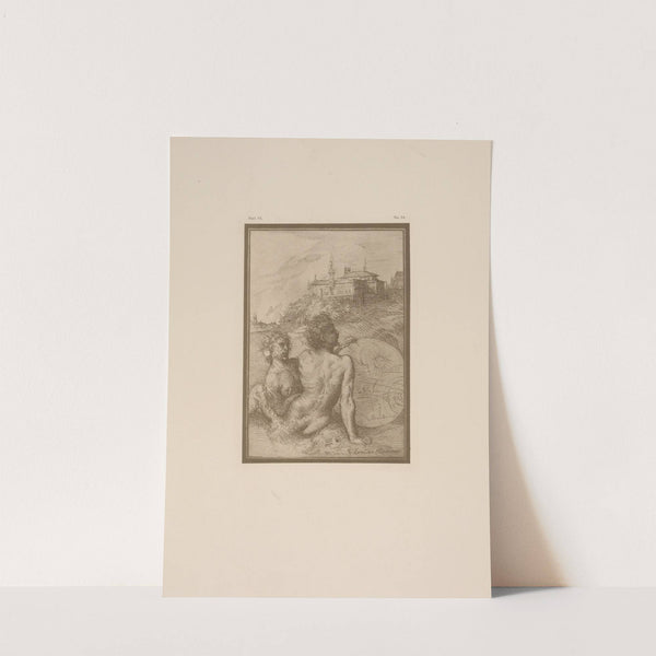 Drawing of two nude figures in a landscape by P. &amp; D. Colnaghi