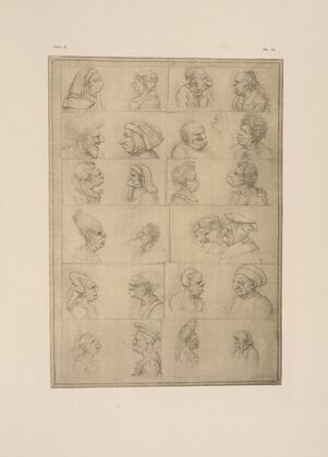 Drawings of grotesque heads