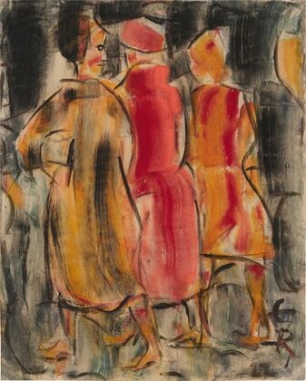 Drei Frauen auf der Straße (Three women on the street)