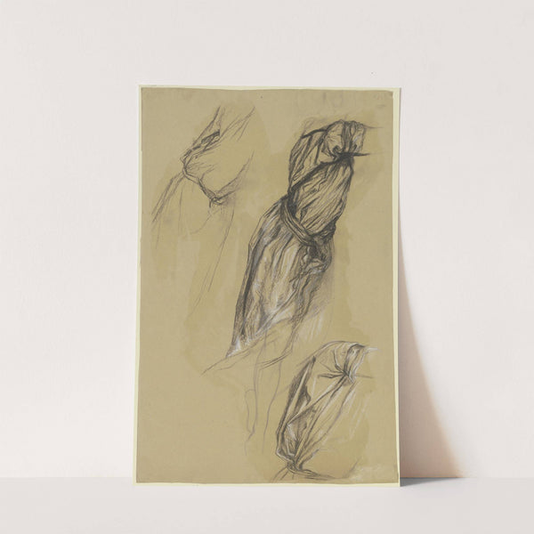Drei Gewandstudien einer nach rechts gewandten Frauenfigur by Victor Müller