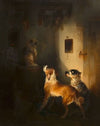 Drei Hunde in einer Fleischkammer