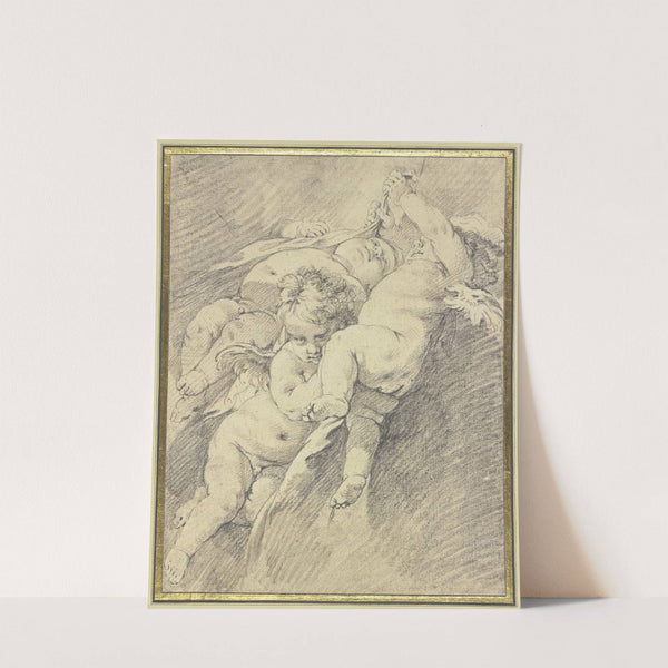 Drei in der Luft schwebende Engel by François Boucher