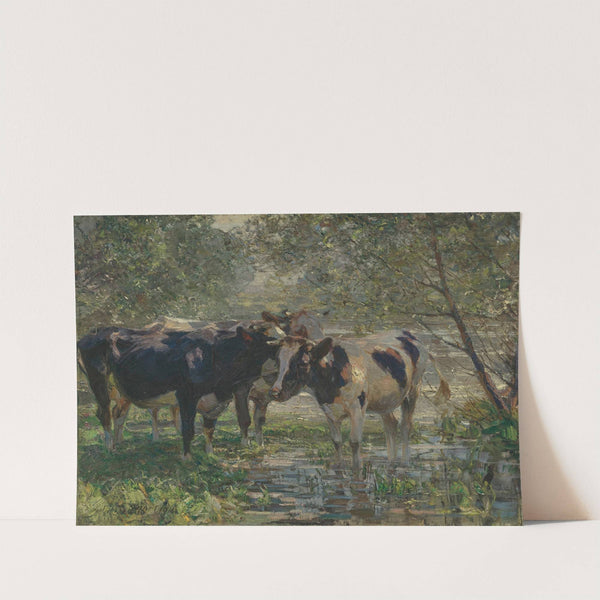 Drei Kühe am Bach (Three cows by a river) (1914) by Heinrich Von Zügel