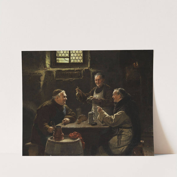 Drei Mönche bei der Vesper-Mahlzeit. by Adolf Humborg