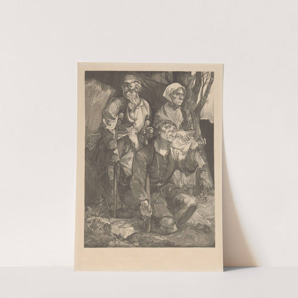 Drie bedelaars bij een boom by Johannes Josephus Aarts