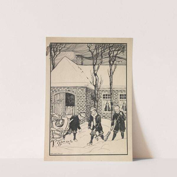 Drie jongens in de sneeuw by Gust van de Wall Perné