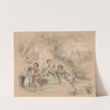 Drie kinderen in een kasteeltuin, lezend en spelend met honden (1852) by August Allebé