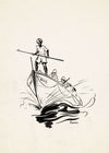 Drie mannen op een boot
