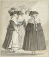 Drie vrouwen in Romeinse maskeradekostuums