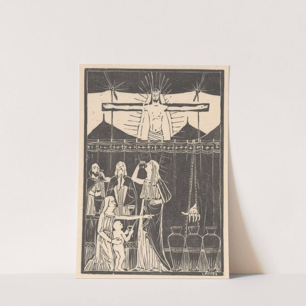 Drinkende mensen bij gekruisigde Christus by Mathieu Lauweriks