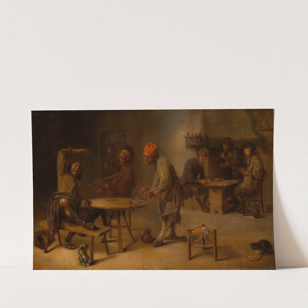 Drinking, gambling and singing peasants in the tavern by Abraham Diepraam