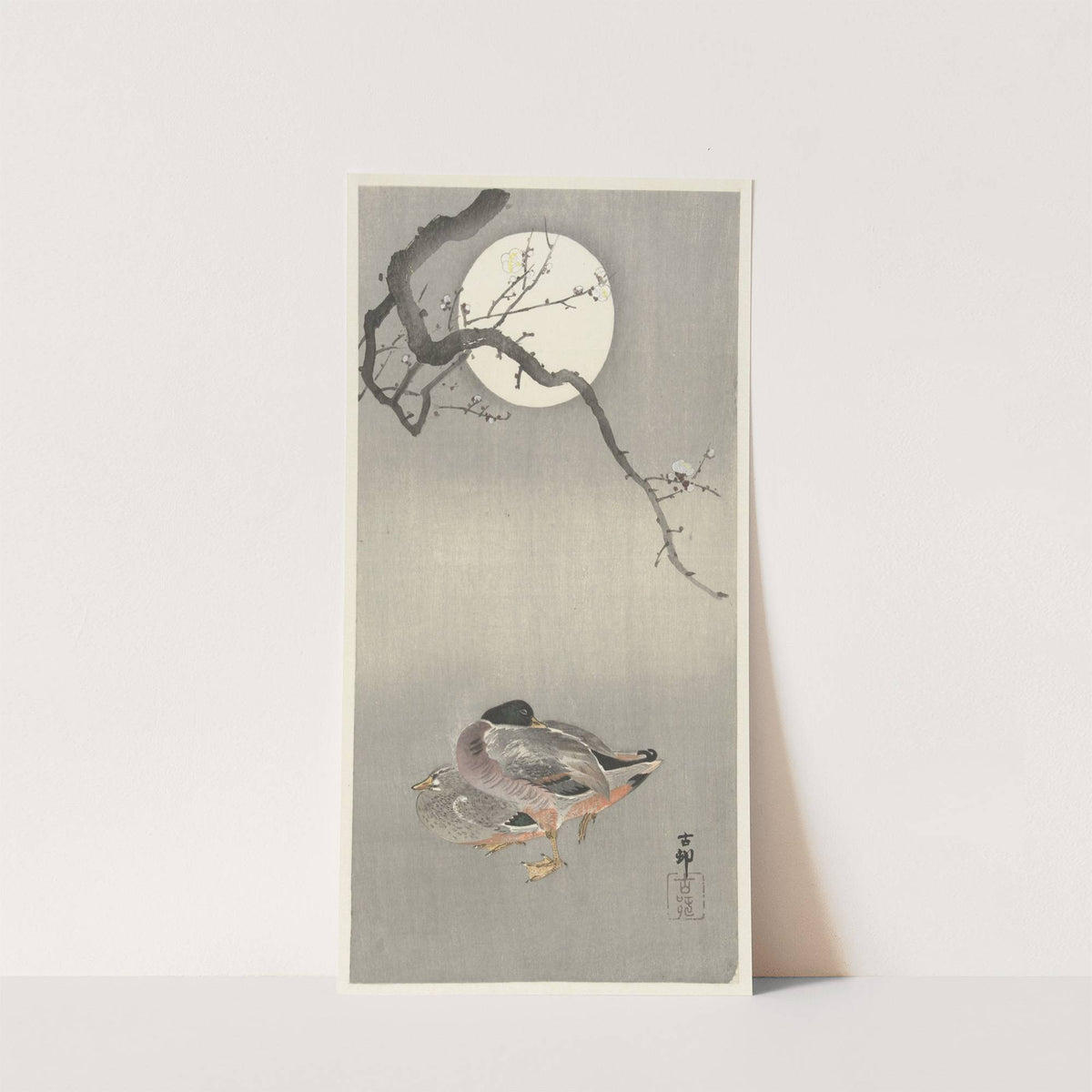Ducks at full moon by Ohara Koson