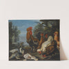 Ducks, Guinea Pigs And A Rabbit In A Wooded Landscape Beside A Lake by David de Coninck