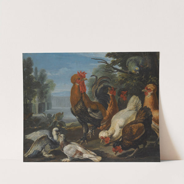 Ducks, Guinea Pigs And A Rabbit In A Wooded Landscape Beside A Lake by David de Coninck