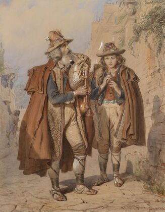 Dudelsackpfeifer und Flötenspieler