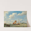 Dutch barges in choppy waters by Hermanus Koekkoek