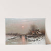Dutch peasants on a frozen waterway at sundown by Johann Jungblut
