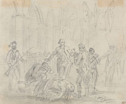 Dying Man in Church with Soldiers