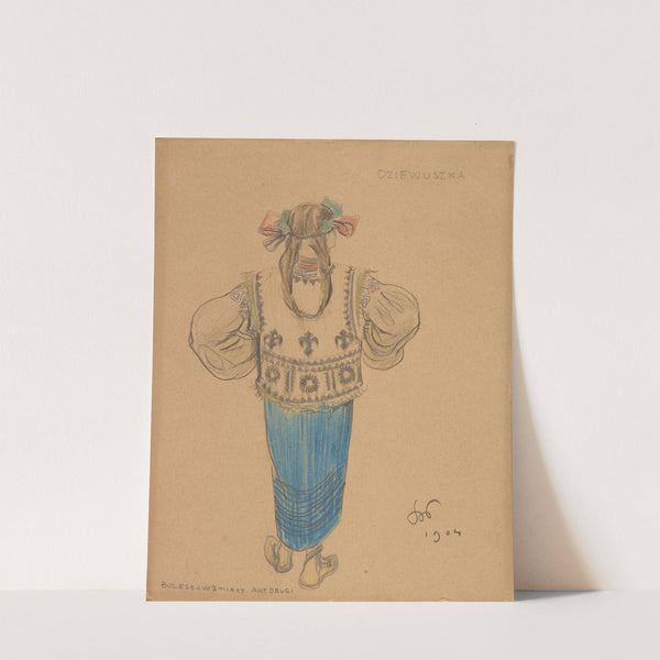 &#039;Dziewuszka&#039;. Projekt kostiumu do dramatu &#039;Bolesław Śmiały&#039; (Akt drugi) by Stanisław Wyspiański