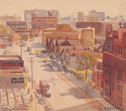 E18th street Looking South from Plain Dealer Building Cleveland Ohio (1956) — size preview