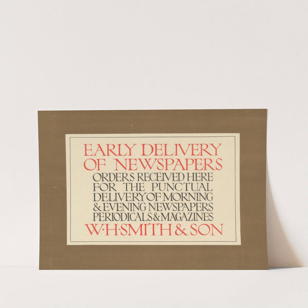 Early Delivery of Newspapers. W. H. Smith & Son (1909) by Eric Gill