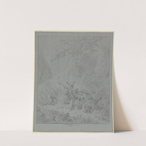 Eber, von vier Hunden gestellt (1744) by Johann Elias Ridinger