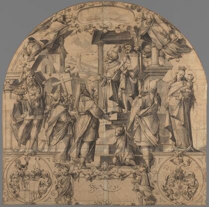 Ecce Homo, the king Caspar, the Virgin and Child and the Arms of the Families Kündig and Pfyffer (1592)
