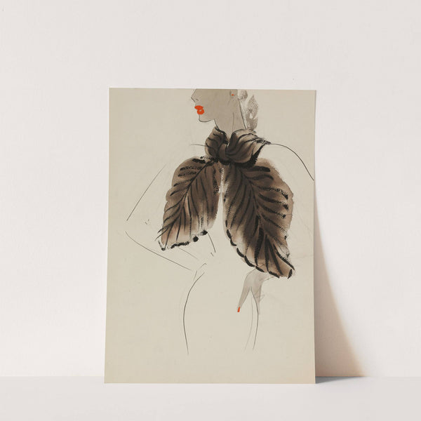 Echarpe brune à motif de feuilles (1938) by M. P. Leven