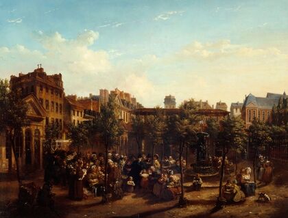 Edme Champion (1764-1852), dit ‘l’homme au petit manteau bleu’, distribuant de la soupe et du pain sur la place du marchÃ© Saint-Martin — size preview
