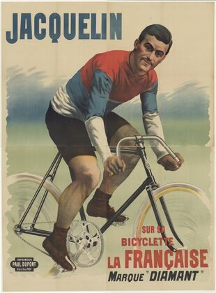 Edmond Jacquelin sur sa bicyclette La Française marque Diamant (1898)