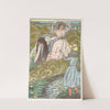 Een meisje en twee vrouwen bij een beek (1894) by Lucien Pissarro