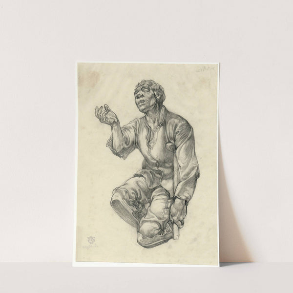 Een om aalmoezen vragende blinde, kreupele bedelaar by Johannes Josephus Aarts