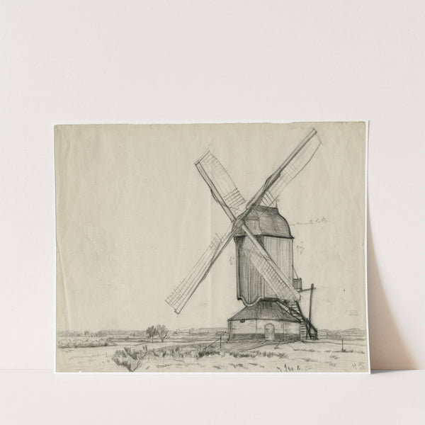 Een standerdmolen in een vlakte (1918) by Frans Smissaert