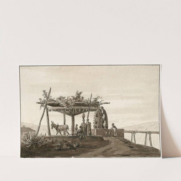 Een waterput met raderwerk en trekezel by Otto Howen