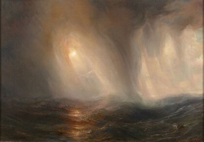 Effet de lumière au cœur d’une tempête en mer